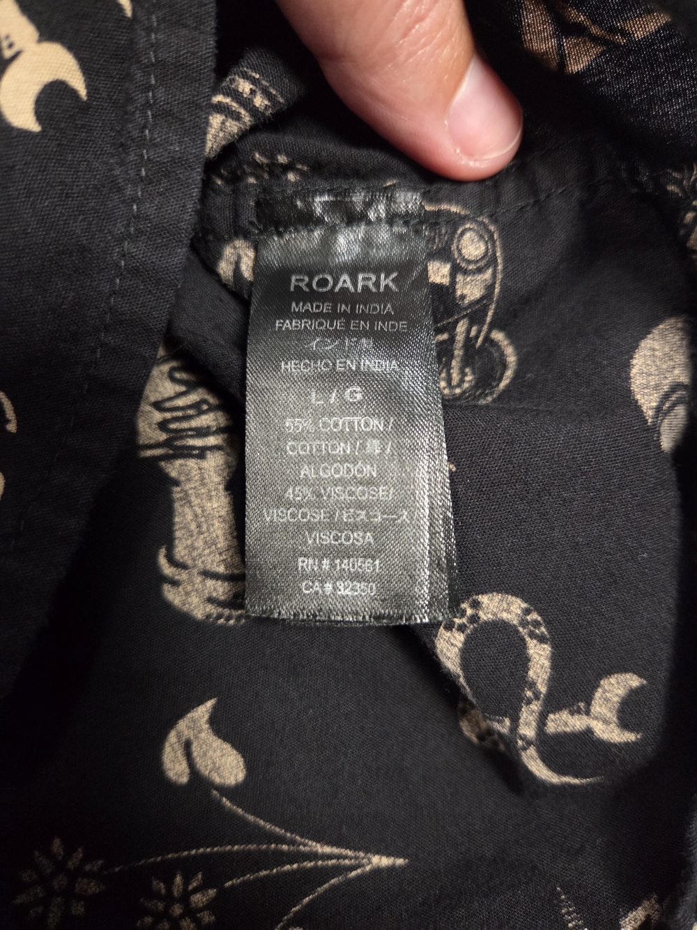 Roark Black Short-Sleeve Button-Down with Beige Icon Print - Picture 7 of 9